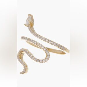 Adornia 14K Gold Plated
Swarovski Crystal
Accented Winding
Snake Ring
